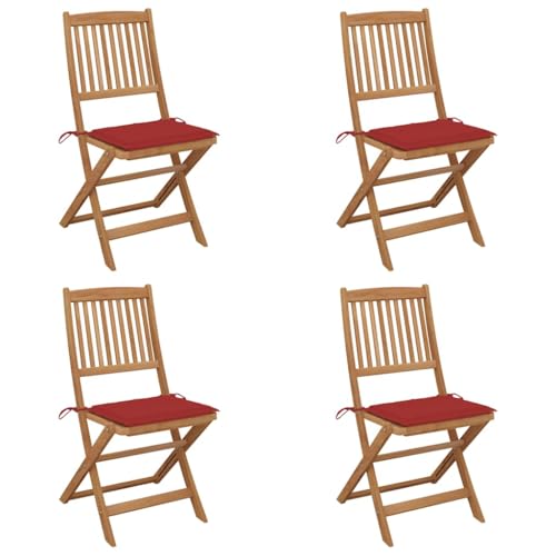 QJBSAVVA Klappstühle aus massivem Akazienholz mit Sitzpolstern 4er Set Robuste und Faltbare Gartenstühle für Terrasse Balkon und Camping QJBSAVVA Klappstühle aus massivem Akazienholz mit Sitzpolstern 4er Set Robuste und Faltbare Gartenstühle für Terrasse Balkon und Camping von QJBSAVVA