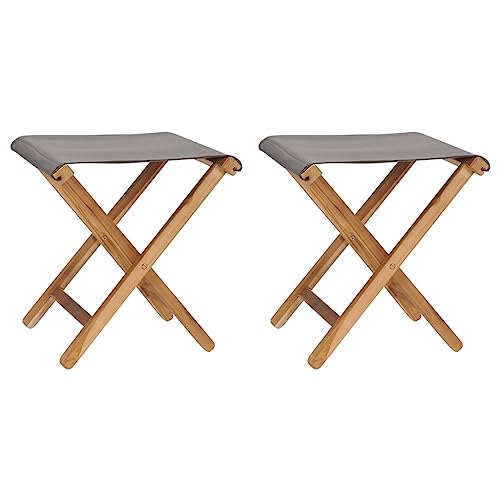 QJBSAVVA Klappstuhl aus Teakholz 2er Set mit Dunkelgrauem Stoff Bezug 38 x 38 x 46 cm Faltbare Gartenstühle für Terrasse Balkon und Camping Robust & Wetterfest von QJBSAVVA