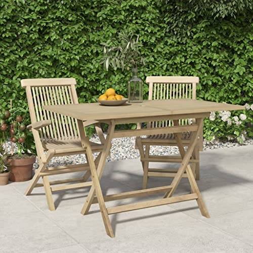 QJBSAVVA Klapptisch aus massivem Teakholz Grau 120 x 70 x 75 cm Klappbarer Gartentisch mit Sonnenschirmloch Robust & Witterungsbeständig für Balkon Garten und Camping von QJBSAVVA