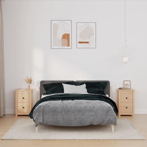 QJBSAVVA Klassische Nachttische aus massivem Kiefernholz, 2 Stück, 40x35x61,5 cm, mit Schubladen, rustikales Design, viel Stauraum, für Schlafzimmer und Wohnzimmer QJBSAVVA Klassische Nachttische aus massivem Kiefernholz, 2 Stück, 40x35x61,5 cm, mit Schubladen, rustikales Design, viel Stauraum, für Schlafzimmer und Wohnzimmer von QJBSAVVA