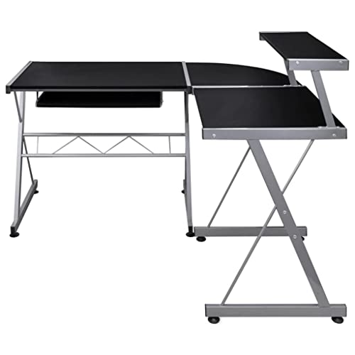 QJBSAVVA Kleiner Esstisch Schminktisch Computertische Gaming Schreibtisch - Eck-Computertisch Schwarz 132x112x99 cm Holzwerkstoff für Jugendzimmer Küche Gaming Setup Wohnzimmer QJBSAVVA Kleiner Esstisch Schminktisch Computertische Gaming Schreibtisch - Eck-Computertisch Schwarz 132x112x99 cm Holzwerkstoff für Jugendzimmer Küche Gaming Setup Wohnzimmer von QJBSAVVA