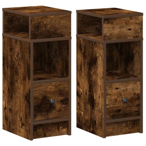 QJBSAVVA Kleiner Tisch Badezimmerschrank Konsolentisch Coffee Table - Nachttische 2 STK. mit Schublade Räuchereiche 25x31x66 cm für Schlafzimmer Balkon Wohnzimmer Badezimmer QJBSAVVA Kleiner Tisch Badezimmerschrank Konsolentisch Coffee Table - Nachttische 2 STK. mit Schublade Räuchereiche 25x31x66 cm für Schlafzimmer Balkon Wohnzimmer Badezimmer von QJBSAVVA