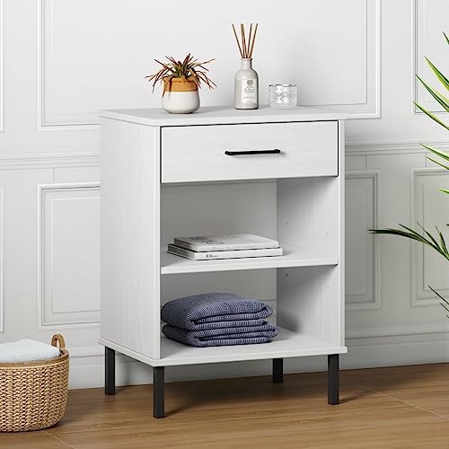 QJBSAVVA Konsolenschrank Oslo Weiß Massivholz Kiefer mit Metallfüßen 50 x 35 x 70 cm Industrieller Stil mit Schublade und offenen Fächern für Wohnzimmer Flur und Schlafzimmer QJBSAVVA Konsolenschrank Oslo Weiß Massivholz Kiefer mit Metallfüßen 50 x 35 x 70 cm Industrieller Stil mit Schublade und offenen Fächern für Wohnzimmer Flur und Schlafzimmer von QJBSAVVA