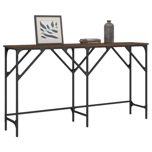 QJBSAVVA Konsolentisch Braun Eichen Optik 140x29x75 cm Holzwerkstoff Metall Robust & Langlebig Verstellbare Beine Industrieller Stil für Flur Wohnzimmer Eingangsbereich QJBSAVVA Konsolentisch Braun Eichen Optik 140x29x75 cm Holzwerkstoff Metall Robust & Langlebig Verstellbare Beine Industrieller Stil für Flur Wohnzimmer Eingangsbereich von QJBSAVVA