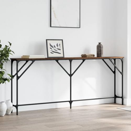 QJBSAVVA Konsolentisch Braun Eichen Optik 180 x 23 x 75 cm Langlebiger Holzwerkstoff mit Metallrahmen Stilvoller Beistelltisch für Flur Wohnzimmer und Eingangsbereich QJBSAVVA Konsolentisch Braun Eichen Optik 180 x 23 x 75 cm Langlebiger Holzwerkstoff mit Metallrahmen Stilvoller Beistelltisch für Flur Wohnzimmer und Eingangsbereich von QJBSAVVA