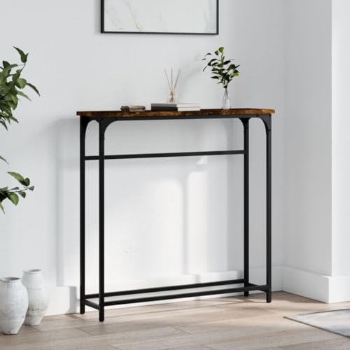 QJBSAVVA Konsolentisch Räuchereiche 75x19 5x75 cm Holzwerkstoff mit Metallrahmen Stilvoller Beistelltisch für Flur Wohnzimmer und Eingangsbereich QJBSAVVA Konsolentisch Räuchereiche 75x19 5x75 cm Holzwerkstoff mit Metallrahmen Stilvoller Beistelltisch für Flur Wohnzimmer und Eingangsbereich von QJBSAVVA