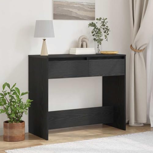 QJBSAVVA Konsolentisch Schwarz Eichen Optik 89 x 41 x 76 5 cm Holzwerkstoff mit Schubladen Stauraum Modernes Design für Wohnzimmer Schlafzimmer und Flur QJBSAVVA Konsolentisch Schwarz Eichen Optik 89 x 41 x 76 5 cm Holzwerkstoff mit Schubladen Stauraum Modernes Design für Wohnzimmer Schlafzimmer und Flur von QJBSAVVA