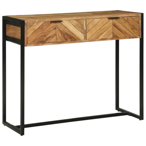 QJBSAVVA Konsolentisch aus Massivholz und Metall mit Chevron Muster 90x35x75 cm Schicke Schubladen Kompakt und Stilvoll für Flur Wohnzimmer oder Eingangsbereich QJBSAVVA Konsolentisch aus Massivholz und Metall mit Chevron Muster 90x35x75 cm Schicke Schubladen Kompakt und Stilvoll für Flur Wohnzimmer oder Eingangsbereich von QJBSAVVA