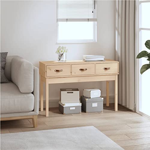 QJBSAVVA Konsolentisch aus massivem Kiefernholz 114 x 40 x 75 cm mit 3 Schubladen Stauraum rustikales Design für Wohnzimmer Schlafzimmer und Büro QJBSAVVA Konsolentisch aus massivem Kiefernholz 114 x 40 x 75 cm mit 3 Schubladen Stauraum rustikales Design für Wohnzimmer Schlafzimmer und Büro von QJBSAVVA
