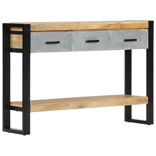 QJBSAVVA Konsolentisch aus massivem Mangoholz 110 x 30 x 76 cm mit 2 Schubladen und Metallfüßen Stilvoller Beistelltisch für Wohnzimmer Flur oder Balkon QJBSAVVA Konsolentisch aus massivem Mangoholz 110 x 30 x 76 cm mit 2 Schubladen und Metallfüßen Stilvoller Beistelltisch für Wohnzimmer Flur oder Balkon von QJBSAVVA