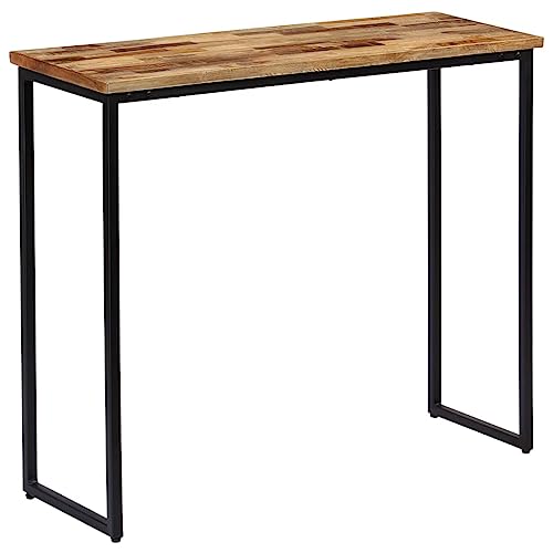 QJBSAVVA Konsolentisch aus recyceltem Teakholz 90 x 30 x 76 cm Robuster Beistelltisch mit Stahlbeinen Zeitloses Design für Wohnzimmer Balkon und Garten QJBSAVVA Konsolentisch aus recyceltem Teakholz 90 x 30 x 76 cm Robuster Beistelltisch mit Stahlbeinen Zeitloses Design für Wohnzimmer Balkon und Garten von QJBSAVVA
