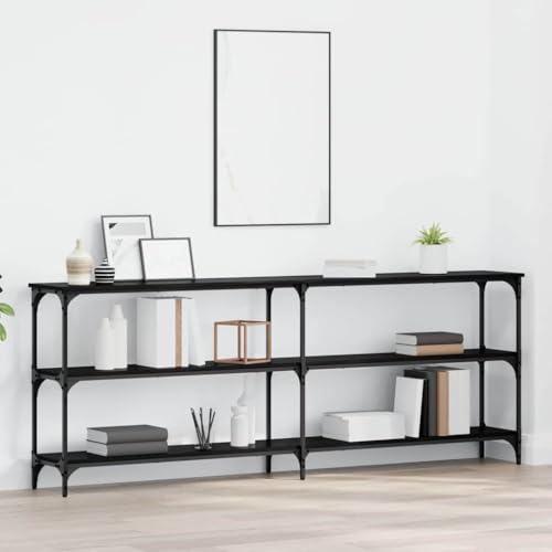 QJBSAVVA Konsoltisch Schwarz Lärchenoptik 200x29x75 cm Moderner Beistelltisch aus Holzwerkstoff mit Stauraum Stilvoll & Stabil für Wohnzimmer Flur und Schlafzimmer QJBSAVVA Konsoltisch Schwarz Lärchenoptik 200x29x75 cm Moderner Beistelltisch aus Holzwerkstoff mit Stauraum Stilvoll & Stabil für Wohnzimmer Flur und Schlafzimmer von QJBSAVVA