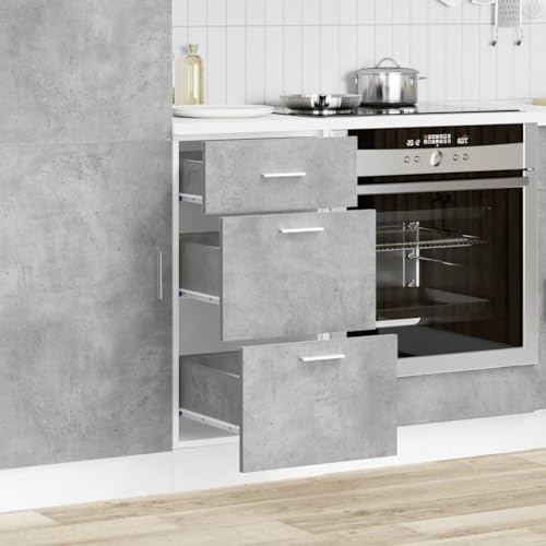 QJBSAVVA Küchenschrank Lyon Betongrau 40x46x81,5 cm aus Holzwerkstoff mit verstellbaren Füßen und großzügigem Stauraum für Töpfe Geschirr und Küchenutensilien von QJBSAVVA