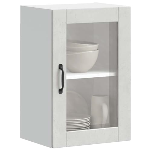 QJBSAVVA Küchenschrank Porto Betongrau 40 x 31 x 60 cm Hängeschrank mit Glastür Robust & Platzsparend für Küche Bad oder Wohnzimmer von QJBSAVVA