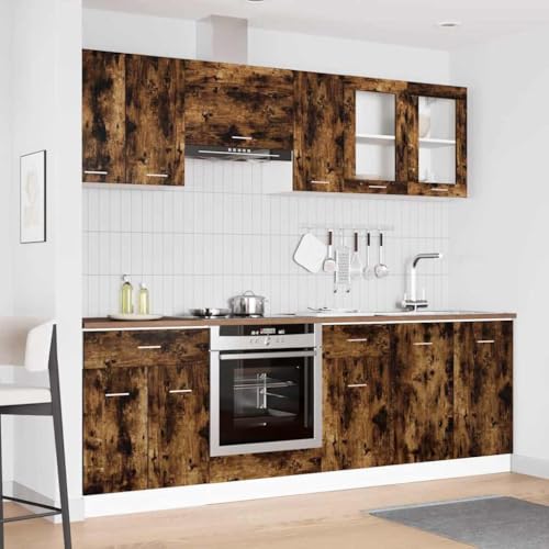 QJBSAVVA Küchenschrank Set 8 Teile Geräucherte Eiche Modernes Design mit Viel Stauraum Wandmontage für Küche QJBSAVVA Küchenschrank Set 8 Teile Geräucherte Eiche Modernes Design mit Viel Stauraum Wandmontage für Küche von QJBSAVVA