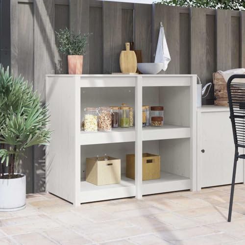 QJBSAVVA Küchenschrank Weiß 106x55x92 cm Massivholz Kiefer Moderner Apothekerschrank mit Verstellbaren Regalen Stylischer Vorratsschrank für Küche QJBSAVVA Küchenschrank Weiß 106x55x92 cm Massivholz Kiefer Moderner Apothekerschrank mit Verstellbaren Regalen Stylischer Vorratsschrank für Küche von QJBSAVVA