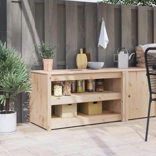 QJBSAVVA Küchenschrank aus massiver Kiefer Moderner Apothekerschrank mit Mehrzweckregalen Beige Rechteckiger Vorratsschrank für Küchenorganisation von QJBSAVVA