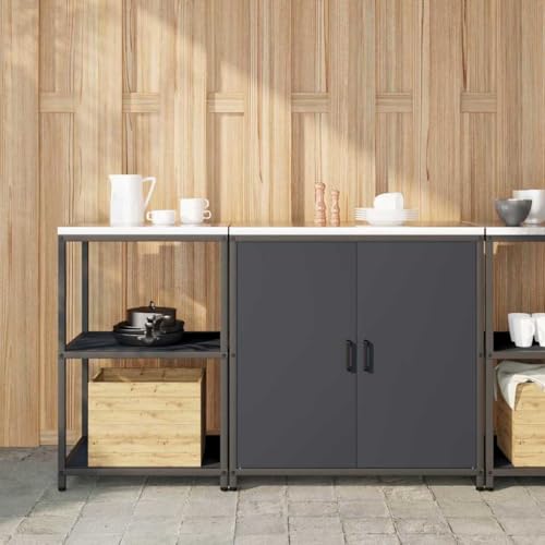 QJBSAVVA Küchenschrank mit Regal Anthrazit 150 x 50 x 92 cm Moderner Vorratsschrank aus Stahl mit Pulverbeschichtung Robust & Langlebig für Küche Hauswirtschaftsraum und Werkstatt von QJBSAVVA
