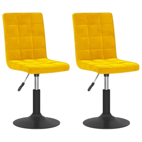 QJBSAVVA Küchensessel Schminktisch Stuhl Gartenstühle Dining Chairs - Esszimmerstühle 2 STK. Drehbar Senfgelb Samt für Küche Büro Esszimmer Arbeitszimmer von QJBSAVVA