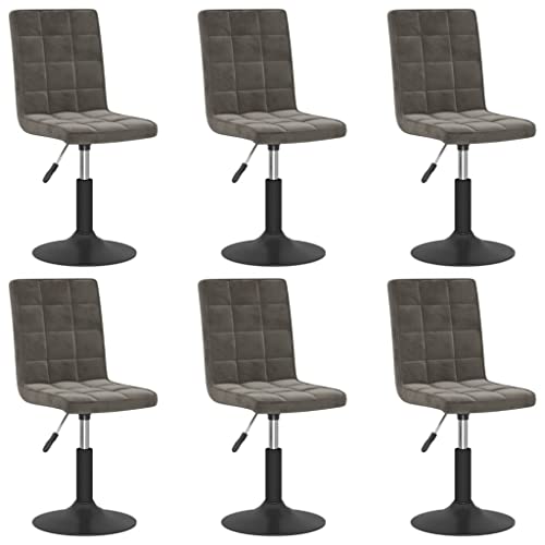 QJBSAVVA Küchensessel Schminktisch Stuhl Gartenstühle Dining Chairs - Esszimmerstühle 6 STK. Drehbar Dunkelgrau Samt für Küche Büro Esszimmer Arbeitszimmer von QJBSAVVA