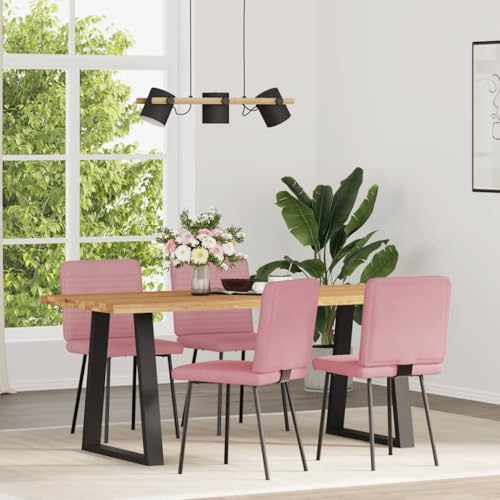 QJBSAVVA Küchensessel Schminktisch Stuhl Gartenstuhl Essstuhl - Esszimmerstühle 4 STK. Rosa Samt für Küche Wohnzimmer Büro Arbeitszimmer von QJBSAVVA