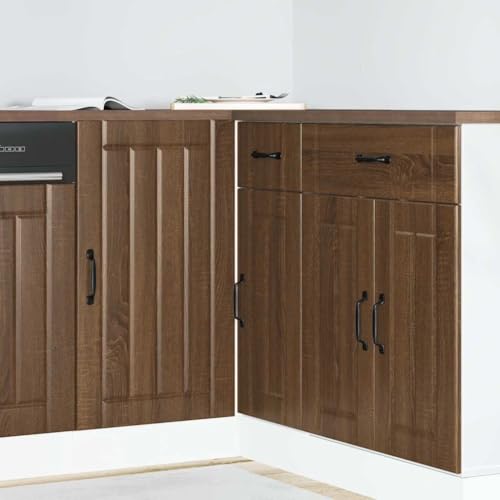 QJBSAVVA Küchenunterschrank Lucca Braun Eichen-Optik Holzwerkstoff 86 x 46 x 81,5 cm Stauraum Küchenschrank mit Verstellbaren Füßen für Küchenzeile und Spülenbereich von QJBSAVVA