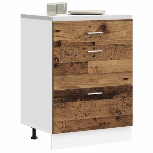 QJBSAVVA Küchenunterschrank Lyon Altholz-Optik Holzwerkstoff 60 x 46 x 81.5 cm mit verstellbaren Füßen Stauraum für Geschirr & Küchengeräte QJBSAVVA Küchenunterschrank Lyon Altholz-Optik Holzwerkstoff 60 x 46 x 81.5 cm mit verstellbaren Füßen Stauraum für Geschirr & Küchengeräte von QJBSAVVA