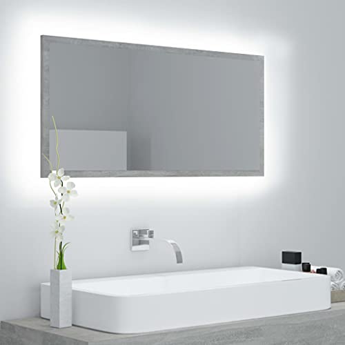 QJBSAVVA LED Badspiegel Betongrau 90 x 37 cm Moderner RGB Beleuchteter Wandspiegel aus Acryl und Holzwerkstoff für Badezimmer und Wohnbereich QJBSAVVA LED Badspiegel Betongrau 90 x 37 cm Moderner RGB Beleuchteter Wandspiegel aus Acryl und Holzwerkstoff für Badezimmer und Wohnbereich von QJBSAVVA