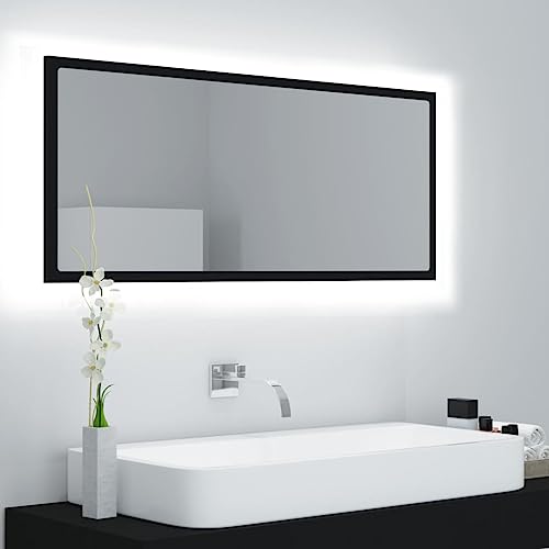 QJBSAVVA LED Badspiegel Schwarz 100x8,5x37 cm Moderner RGB Beleuchteter Wandspiegel aus Acryl und Holzwerkstoff für Badezimmer Schlafzimmer oder Flur QJBSAVVA LED Badspiegel Schwarz 100x8,5x37 cm Moderner RGB Beleuchteter Wandspiegel aus Acryl und Holzwerkstoff für Badezimmer Schlafzimmer oder Flur von QJBSAVVA