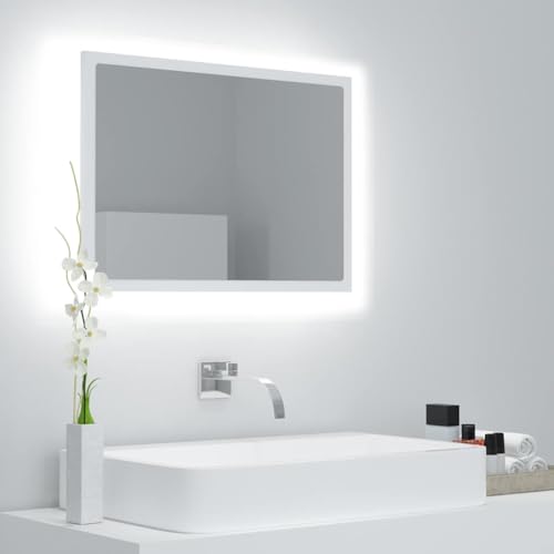 QJBSAVVA LED Badspiegel Weiß 60x8,5x37 cm Moderner RGB Beleuchteter Wandspiegel aus Acryl und Holzwerkstoff für Badezimmer und Wohnräume QJBSAVVA LED Badspiegel Weiß 60x8,5x37 cm Moderner RGB Beleuchteter Wandspiegel aus Acryl und Holzwerkstoff für Badezimmer und Wohnräume von QJBSAVVA
