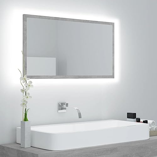 QJBSAVVA LED Badspiegel mit RGB Beleuchtung Moderner Wandspiegel aus Acryl und Holzwerkstoff 80 x 37 cm Betongrau Stilvolles Badezimmermöbel mit Mehrfarblicht QJBSAVVA LED Badspiegel mit RGB Beleuchtung Moderner Wandspiegel aus Acryl und Holzwerkstoff 80 x 37 cm Betongrau Stilvolles Badezimmermöbel mit Mehrfarblicht von QJBSAVVA