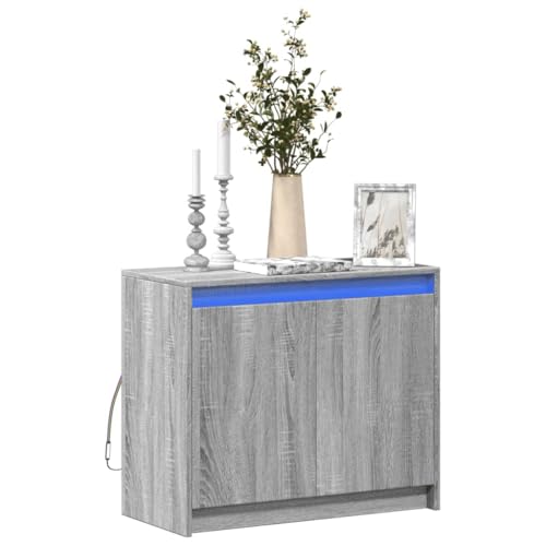 QJBSAVVA LED-Sideboard Grau Sonoma 72x34x61 cm mit RGB-Beleuchtung, Holzwerkstoff, Modernes Design für Wohnzimmer, Flur oder Esszimmer QJBSAVVA LED-Sideboard Grau Sonoma 72x34x61 cm mit RGB-Beleuchtung, Holzwerkstoff, Modernes Design für Wohnzimmer, Flur oder Esszimmer von QJBSAVVA