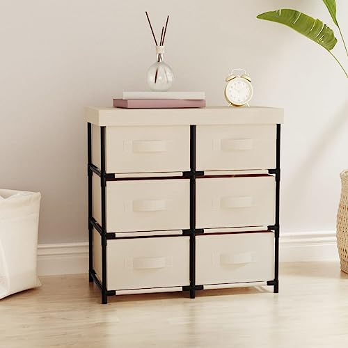 QJBSAVVA Lagerschrank mit 6 Schubladen aus Stahl und Stoff 55 x 29 x 55 cm Creme Stauraum Organizer für Wohnzimmer Küche und Büro QJBSAVVA Lagerschrank mit 6 Schubladen aus Stahl und Stoff 55 x 29 x 55 cm Creme Stauraum Organizer für Wohnzimmer Küche und Büro von QJBSAVVA