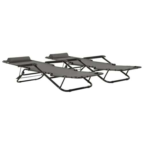QJBSAVVA Liegestühle Gartenstühle Balkonstühle Liegestuhl Balkon - Klappbare Sonnenliegen 2 STK. mit Fußablage Grau für Garden Patio Terasse Garten von QJBSAVVA