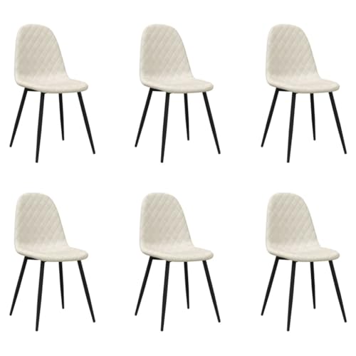 QJBSAVVA Loungesessel Outdoor Esszimmerstühle Gartenstuhl Chairs for Dining Table - Esszimmerstühle 6 STK. Creme Samt für Schlafzimmer Esszimmer Küche Garten von QJBSAVVA