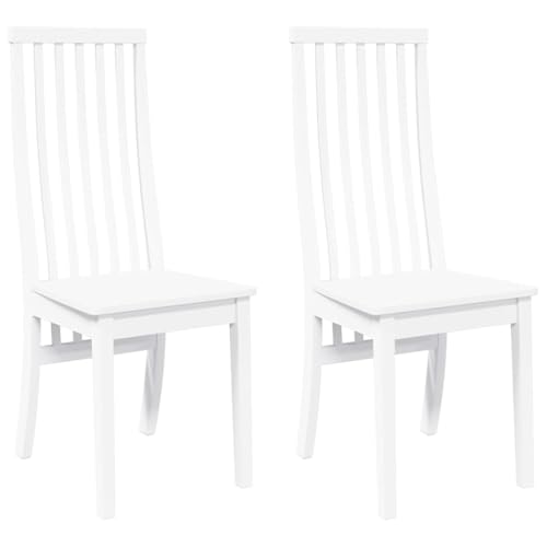 QJBSAVVA Loungesessel Outdoor Gartenstühle Gartenstuhl Essstuhl - Esszimmerstühle 2 STK. Weiß Massivholz Gummibaum für Arbeitszimmer Schlafzimmer Küche Esszimmer von QJBSAVVA