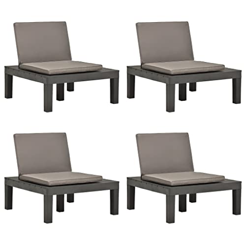 QJBSAVVA Loungesessel Outdoor Set aus wetterfestem Kunststoff 4er Set Anthrazit mit Braunen Polstern 78 x 78 x 70 cm Bequeme Gartenmöbel für Terrasse Balkon und Strand QJBSAVVA Loungesessel Outdoor Set aus wetterfestem Kunststoff 4er Set Anthrazit mit Braunen Polstern 78 x 78 x 70 cm Bequeme Gartenmöbel für Terrasse Balkon und Strand von QJBSAVVA