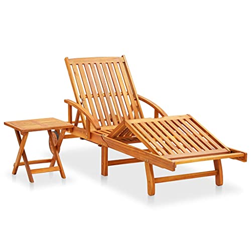 QJBSAVVA Loungesessel Outdoor Sonnenliege Liege Relaxliege Garten - Sonnenliege mit Tisch und Auflage Akazie Massivholz für Terasse Strand Outdoor Garten QJBSAVVA Loungesessel Outdoor Sonnenliege Liege Relaxliege Garten - Sonnenliege mit Tisch und Auflage Akazie Massivholz für Terasse Strand Outdoor Garten von QJBSAVVA