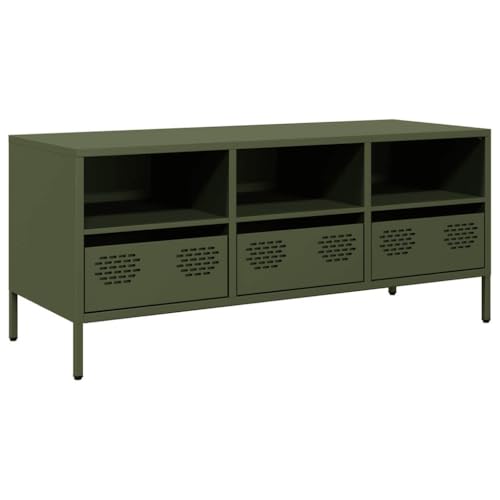 QJBSAVVA Lowboard Wohnzimmer Tv Schrank Tv Sideboard Wohnzimmer Fernsehunterschrank - TV-Schrank Olivgrün 101,5x39x43,5 cm Kaltgewalzter Stahl für Jugendzimmer Küche Wohnzimmer Flur QJBSAVVA Lowboard Wohnzimmer Tv Schrank Tv Sideboard Wohnzimmer Fernsehunterschrank - TV-Schrank Olivgrün 101,5x39x43,5 cm Kaltgewalzter Stahl für Jugendzimmer Küche Wohnzimmer Flur von QJBSAVVA