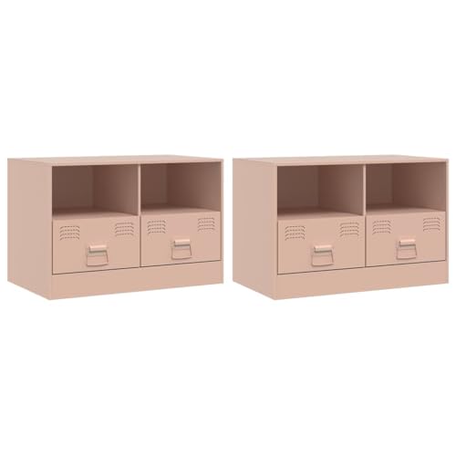 QJBSAVVA Lowboard Wohnzimmer Tv Ständer Tv Sideboard Wohnzimmer Sideboard Fernseher - TV-Schränke 2 STK. Rosa 67x39x44 cm Stahl für Wohnzimmer Jugendzimmer Küche Flur QJBSAVVA Lowboard Wohnzimmer Tv Ständer Tv Sideboard Wohnzimmer Sideboard Fernseher - TV-Schränke 2 STK. Rosa 67x39x44 cm Stahl für Wohnzimmer Jugendzimmer Küche Flur von QJBSAVVA
