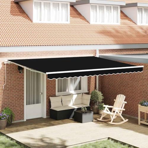 QJBSAVVA Manuelle Markise Schwarz 450 x 350 cm Rechteckige Klemmmarkise aus robustem Polyester mit UV-Schutz und wasserabweisendem Stoff für Balkon Terrasse und Garten QJBSAVVA Manuelle Markise Schwarz 450 x 350 cm Rechteckige Klemmmarkise aus robustem Polyester mit UV-Schutz und wasserabweisendem Stoff für Balkon Terrasse und Garten von QJBSAVVA