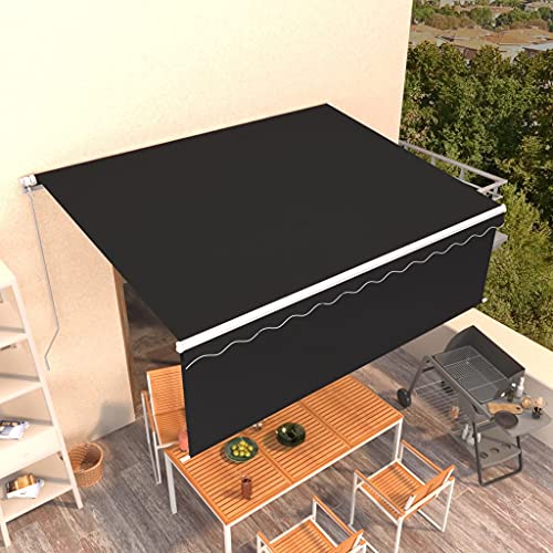 QJBSAVVA Markise 4.5x3 m Anthrazit Manuell Einziehbar mit Rollo UV Schutz und Wasserdicht für Terrasse Balkon Garten von QJBSAVVA