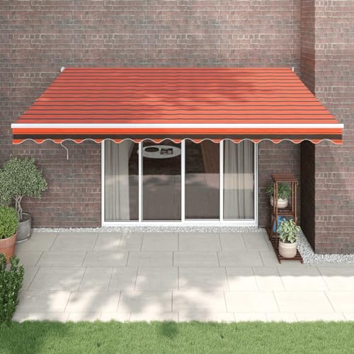QJBSAVVA Markise Einziehbar 4,5x3 m Orange und Braun UV-beständiger Markisenstoff mit Aluminiumrahmen für Terrasse Balkon und Garten von QJBSAVVA