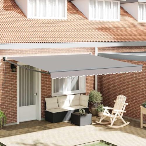 QJBSAVVA Markise Hellgrau 400x300 cm Einziehbare Gelenkarmmarkise aus Polyestergewebe mit UV-Schutz und Wasserdicht für Terrasse Balkon Garten QJBSAVVA Markise Hellgrau 400x300 cm Einziehbare Gelenkarmmarkise aus Polyestergewebe mit UV-Schutz und Wasserdicht für Terrasse Balkon Garten von QJBSAVVA
