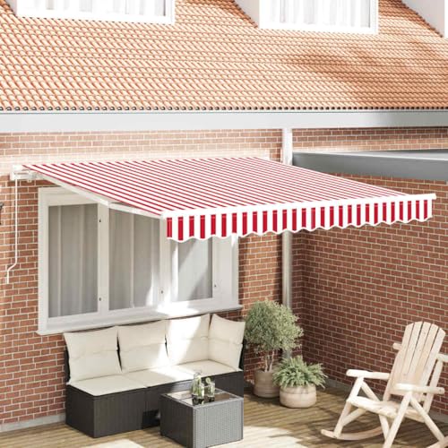 QJBSAVVA Markise Rot Weiß Gestreift 350 x 250 cm Einziehbare Gelenkarmmarkise aus Polyester mit UV-Schutz für Balkon Terrasse und Garten QJBSAVVA Markise Rot Weiß Gestreift 350 x 250 cm Einziehbare Gelenkarmmarkise aus Polyester mit UV-Schutz für Balkon Terrasse und Garten von QJBSAVVA