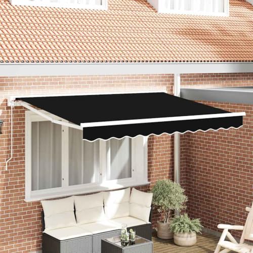 QJBSAVVA Markise Schwarz 350x200 cm Einziehbare Balkonmarkise mit UV-Schutz und Verstellbarem Winkel Robustes Polyestergewebe für Terrassen und Gärten von QJBSAVVA