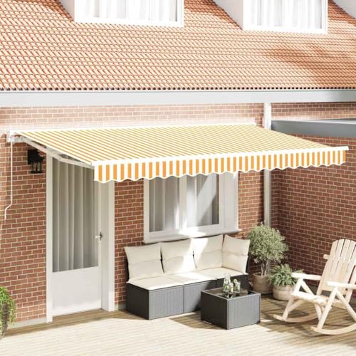 QJBSAVVA Markisen Ersatzstoff Gelb Weiß Gestreift 4x2 m Rechteckig Aluminium Matt für Garten Terrasse und Balkon Schattenspender mit Modernem Design QJBSAVVA Markisen Ersatzstoff Gelb Weiß Gestreift 4x2 m Rechteckig Aluminium Matt für Garten Terrasse und Balkon Schattenspender mit Modernem Design von QJBSAVVA