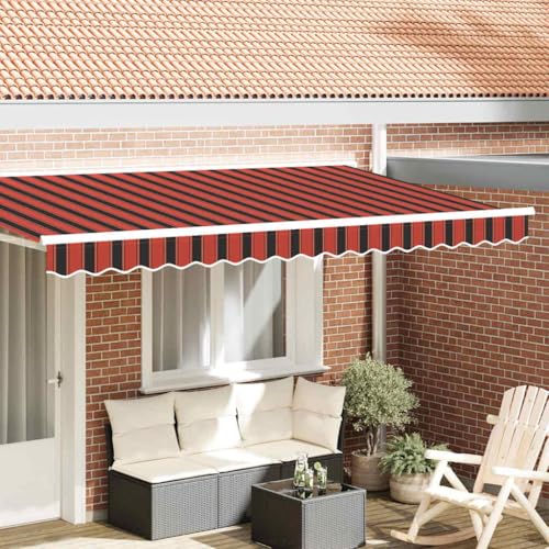 QJBSAVVA Markisenborte 4m Outdoor Sonnenschutz mit Streifen Design in Orange Schwarz und Gelb Rechteckige Polyester Markise für Terrasse Balkon und Garten von QJBSAVVA