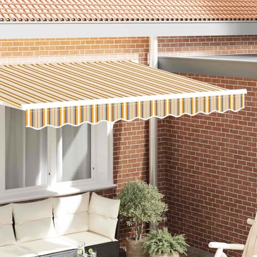 QJBSAVVA Markisenstoff Gelb Grau Weiß Gestreift Rechteckig 2.3x0.2 m Polyester Outdoor Matt für Terrassen Balkone und Gärten von QJBSAVVA
