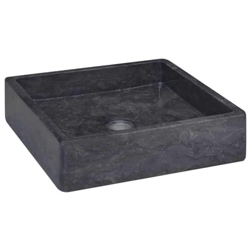 QJBSAVVA Marmor Waschbecken Schwarz 40x 40 x 10 cm Handgefertigt Modernes Design Robuste und Elegante Waschtisch für Badezimmer Waschraum von QJBSAVVA